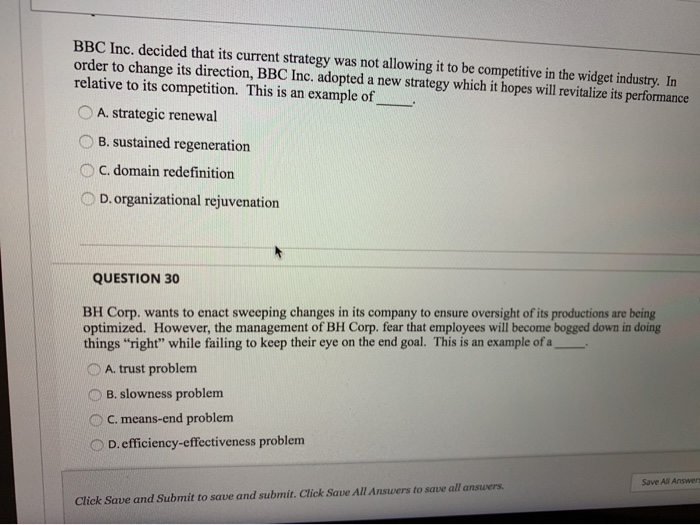 BBC Inc. decided that its current strategy was