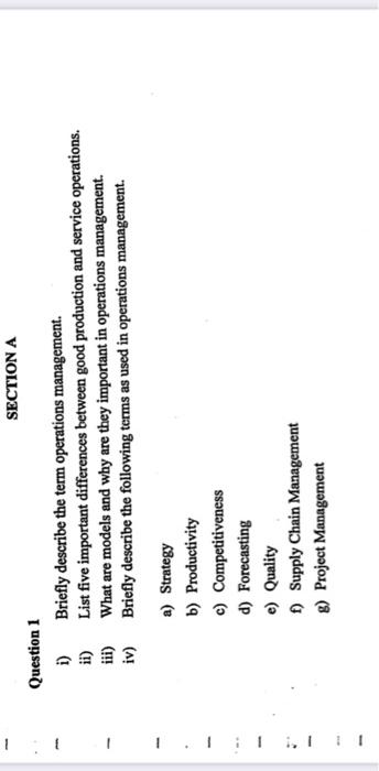 { 1 SECTION A Question 1 i) Briefly describe the