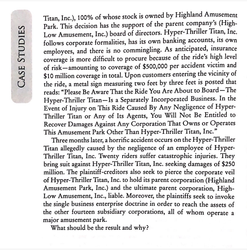 SCENARIO High-Low Amusement, Inc. is a