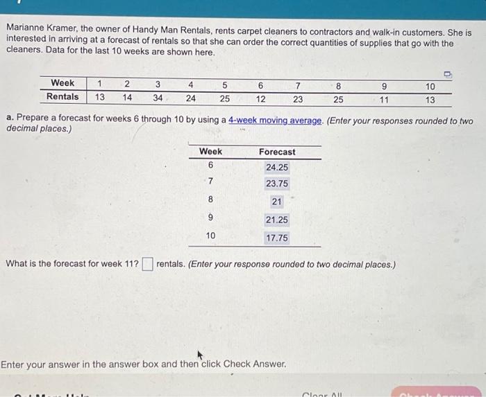 what is the forecast for week 11? Marianne