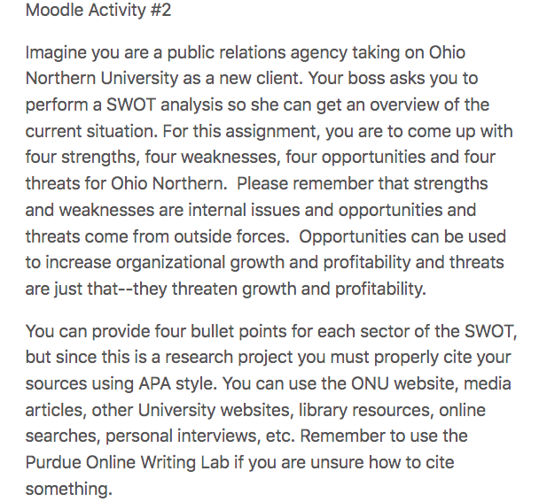 Moodle Activity #2 Imagine you are a public