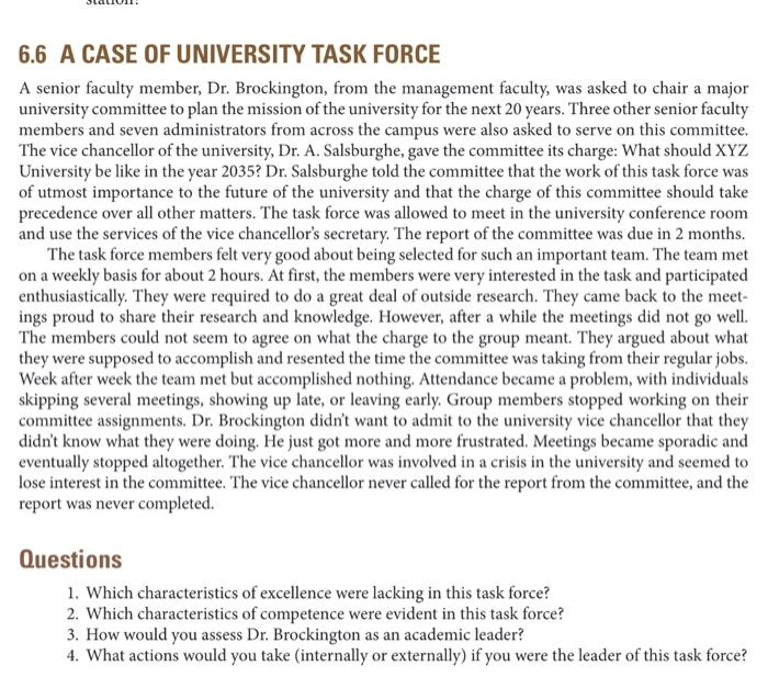 6.6 A CASE OF UNIVERSITY TASK FORCE A senior