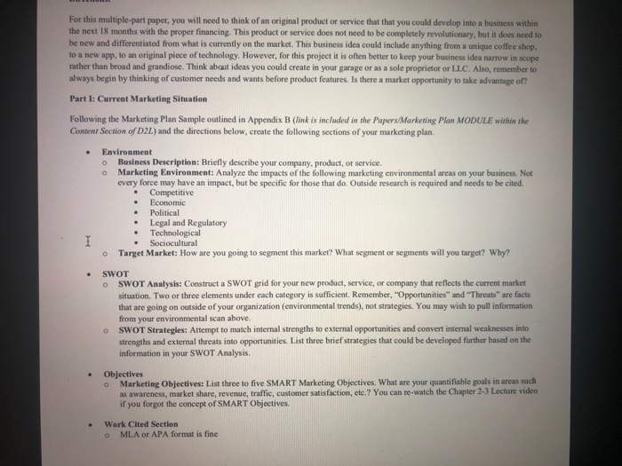 For this multiple-part paper, you will need to