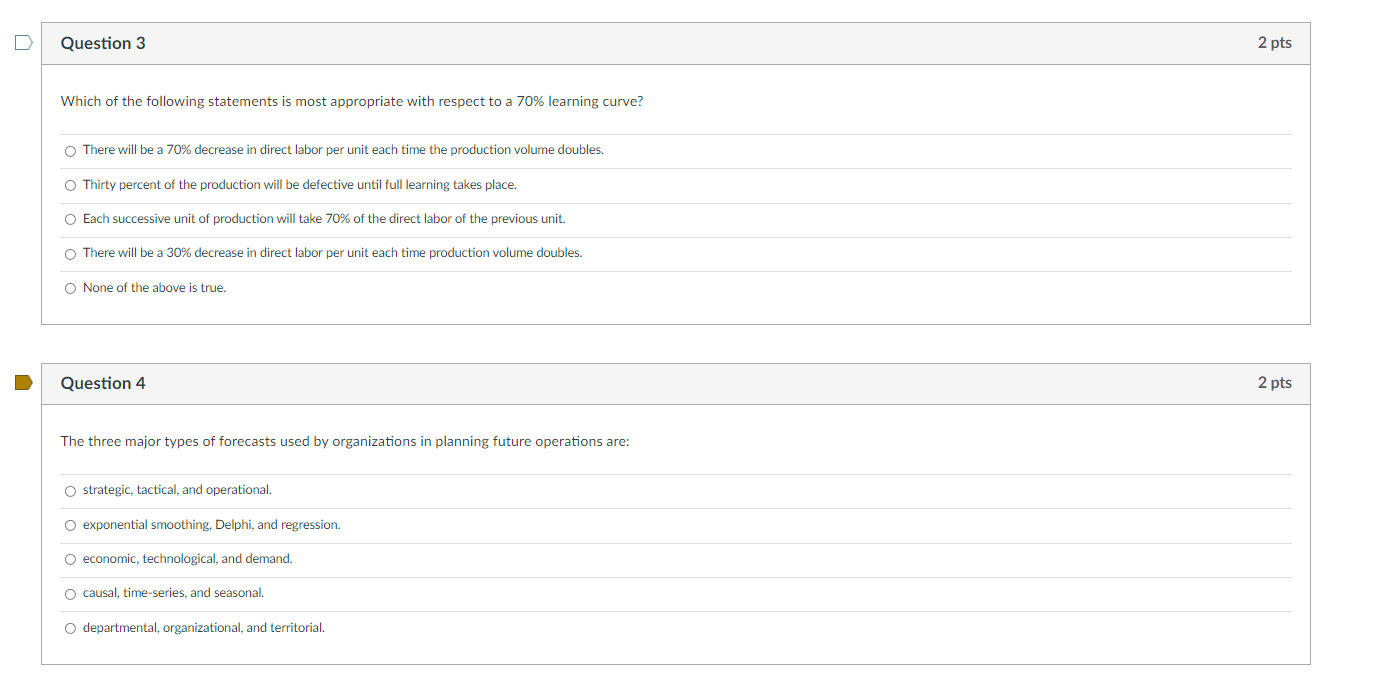 Question 3 Which of the following statements is