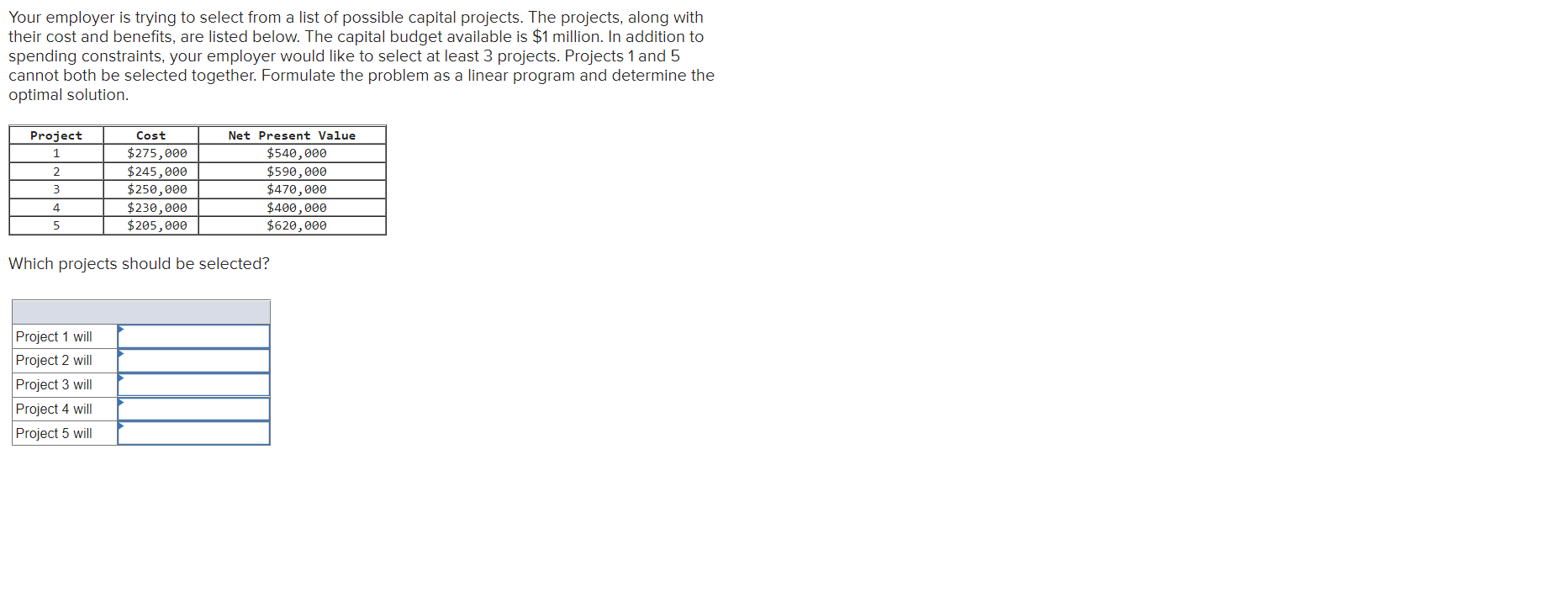 What is the total net present value of these