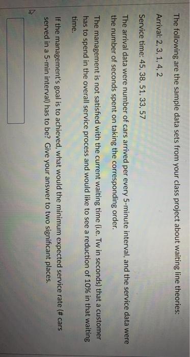 The following are the sample data sets from your