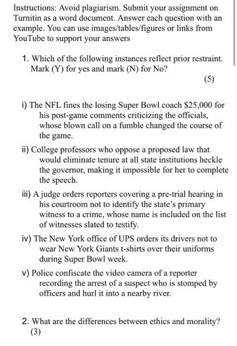 Instructions: Avoid plagiarism. Submit your