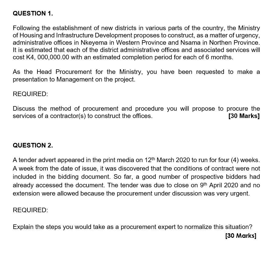 QUESTION 1. Following the establishment of new