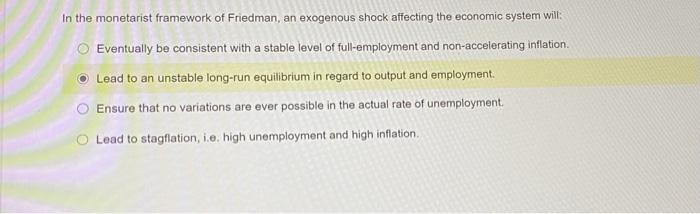 POSSIBLE POINTS 10 Friedman's Natural Rate of