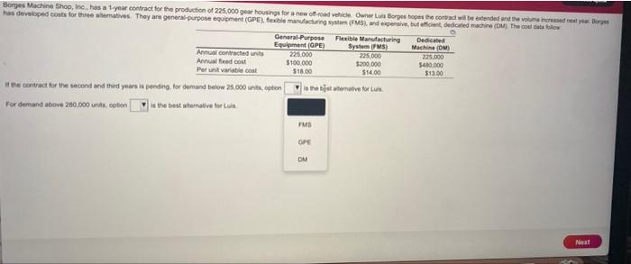 Borges Machine Shop, Inc. has a 1-year contract
