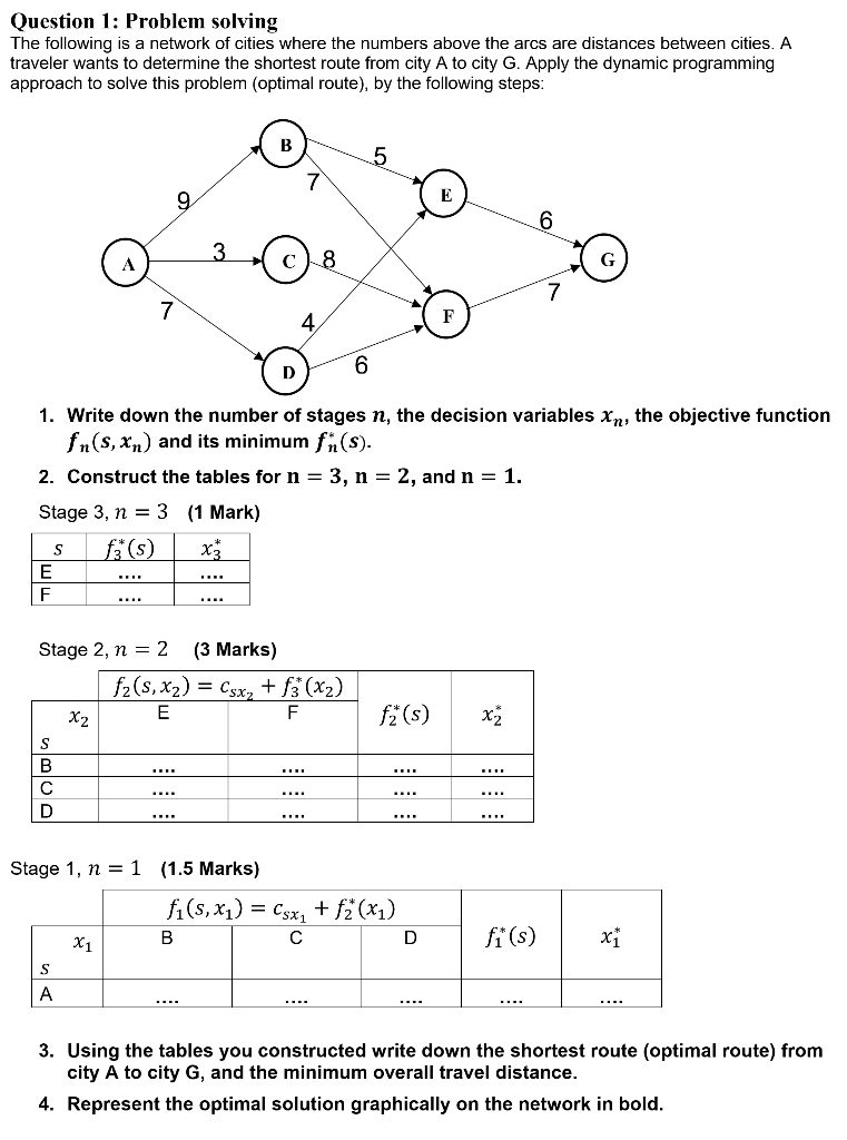 Question 1: Problem solving The following is a