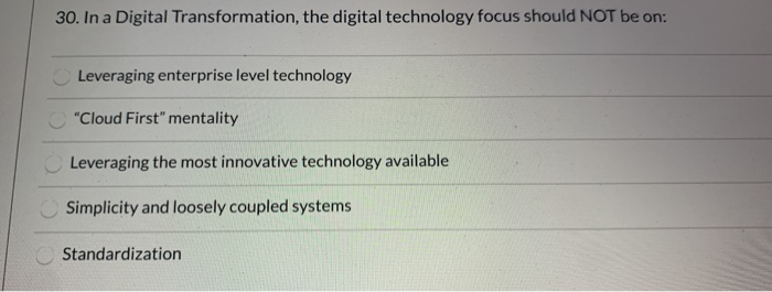 30. In a Digital Transformation, the digital