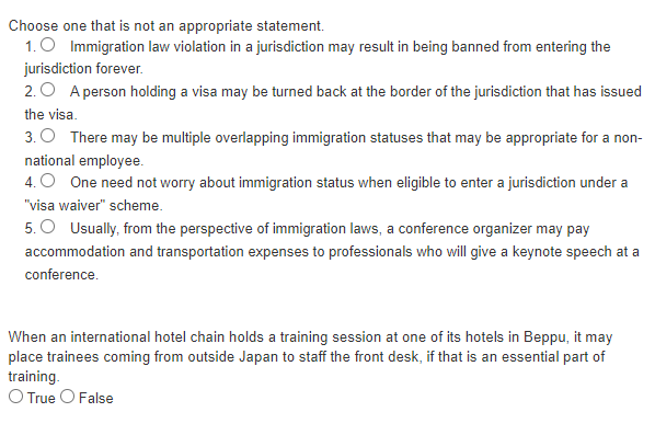 Choose one that is not an appropriate statement.