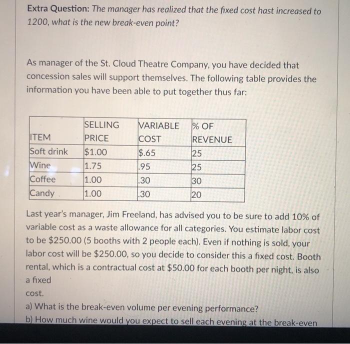 Extra Question: The manager has realized that the