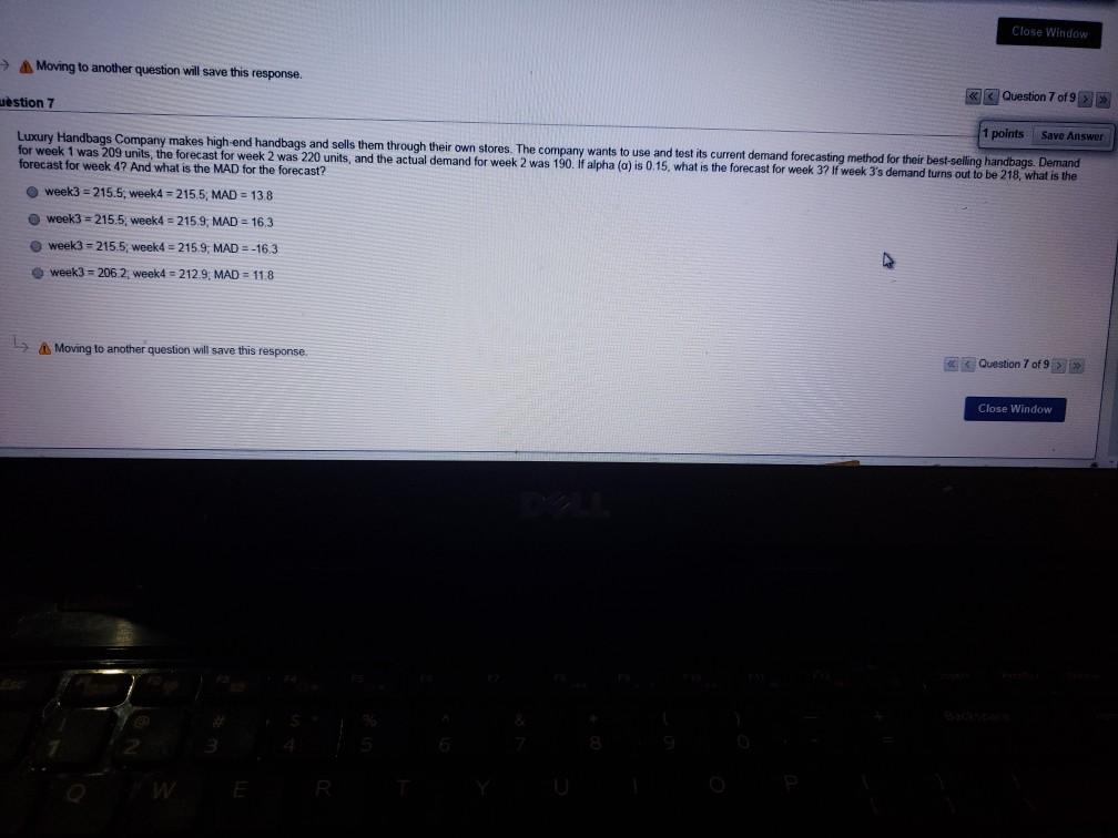 Close Window Moving to another question will save