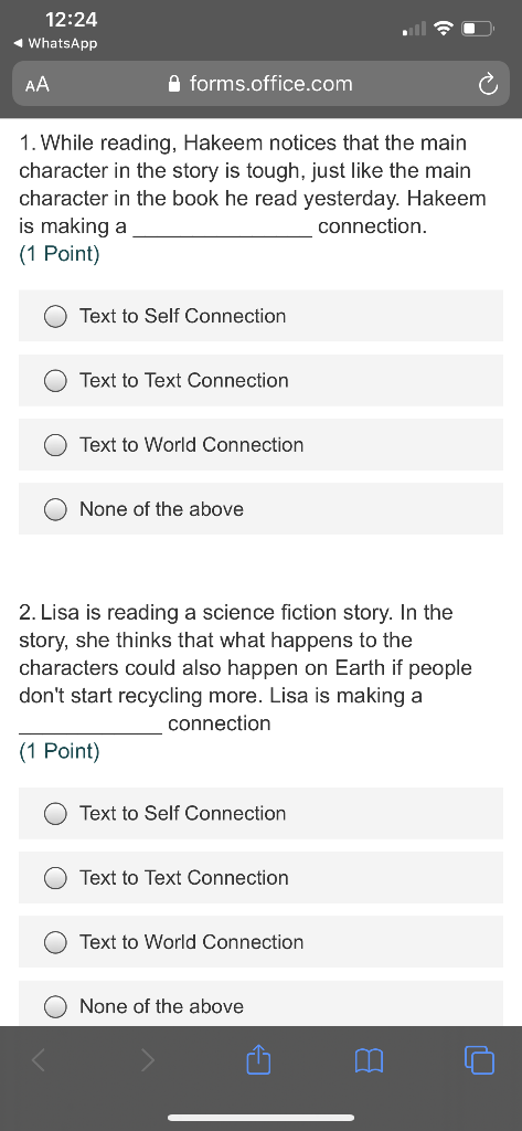 12:25 WhatsApp 0 AA A forms.office.com 3. Johnny