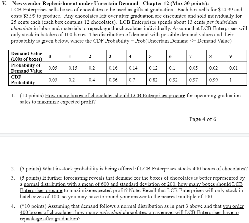 V. Newsvendor Replenishment under Uncertain