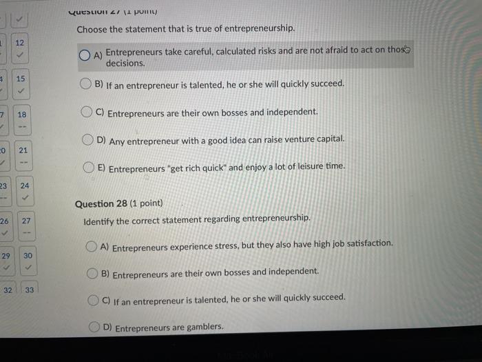 QuesLIUI / 1 point Choose the statement that is