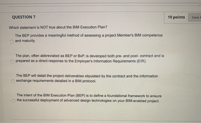 QUESTION 7 10 points Save A Which statement is