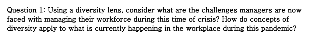 Question 1: Using a diversity lens, consider what
