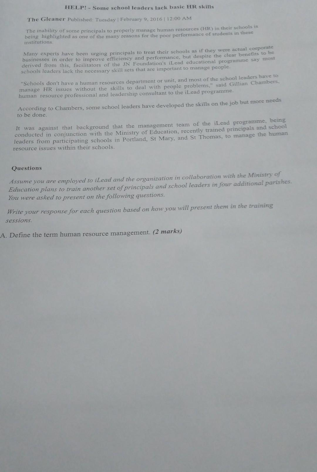 HELP! - Some school leaders lack basic HR skills