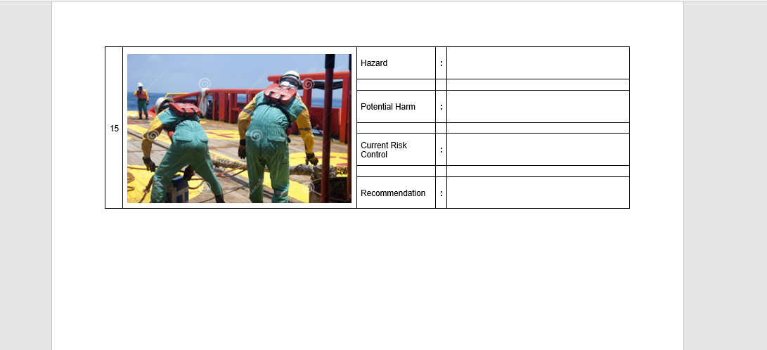 Examine each picture. Identify ONE (1) hazard,