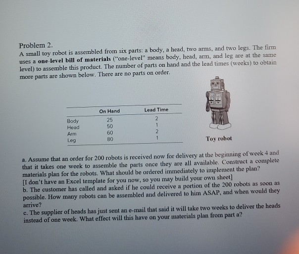 Problem 2. A small toy robot is assembled from