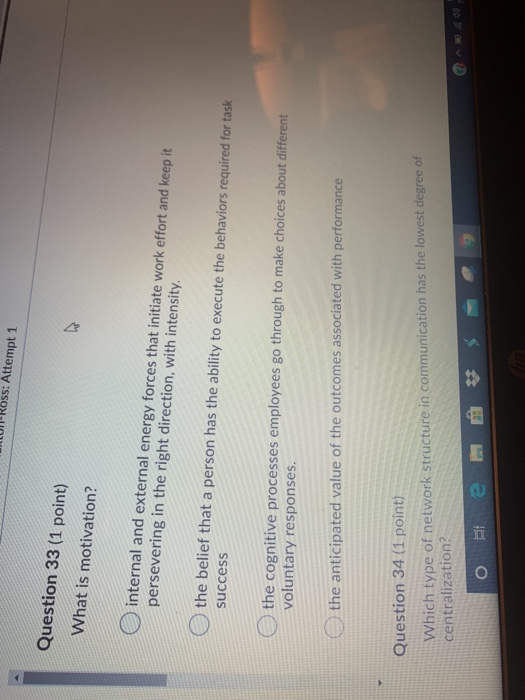 w with performance Question 34 (1 point) Which