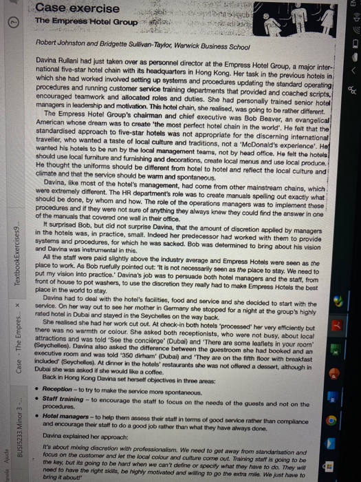 Read the Case and Answer the questions. Please