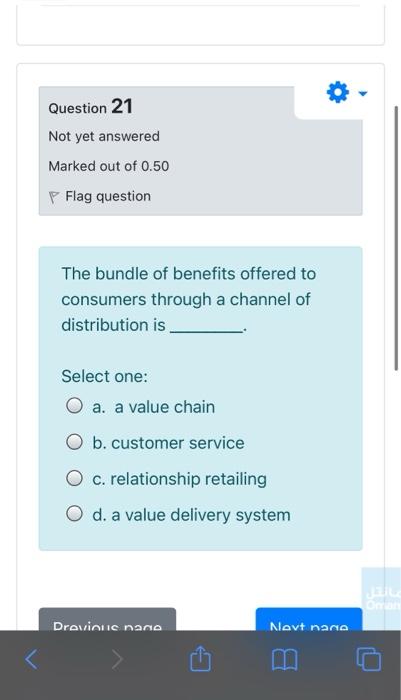 Question 21 Not yet answered Marked out of 0.50