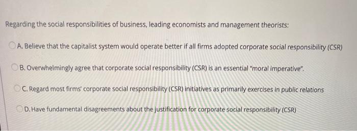 Regarding the social responsibilities of