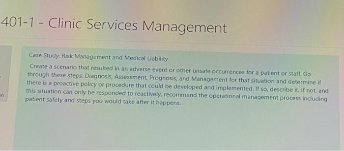 PLEASE SOLVE AS SOON AS POSSIBLE 401-1 - Clinic