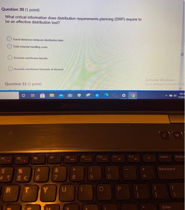 Question 30 (1 point) What critical information
