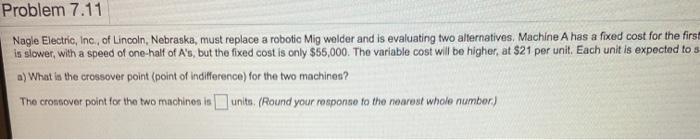 Problem 7.11 Nagle Electric, Inc. of Lincoln,