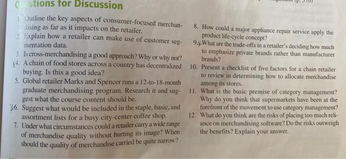 Questions for Discussion 1 Outline the key