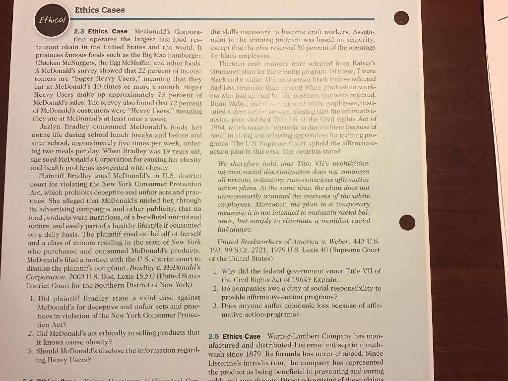 action violate Ethics Cases Ethical 2.3 Ethics