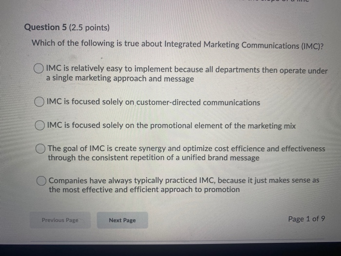 Question 1 (2 points) TRUE OR FALSE: It is