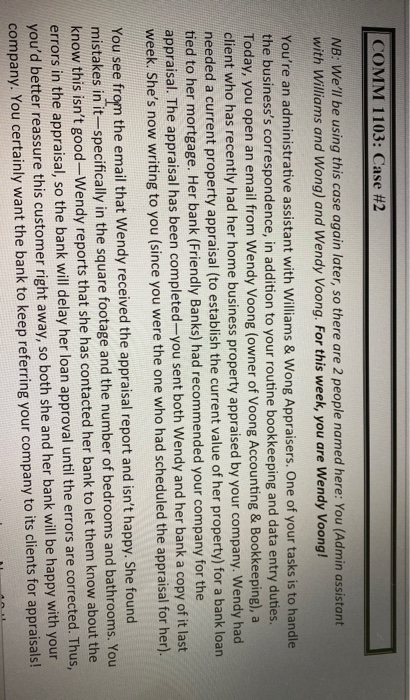 COMM 1103: Case #2 NB: We'll be using this case