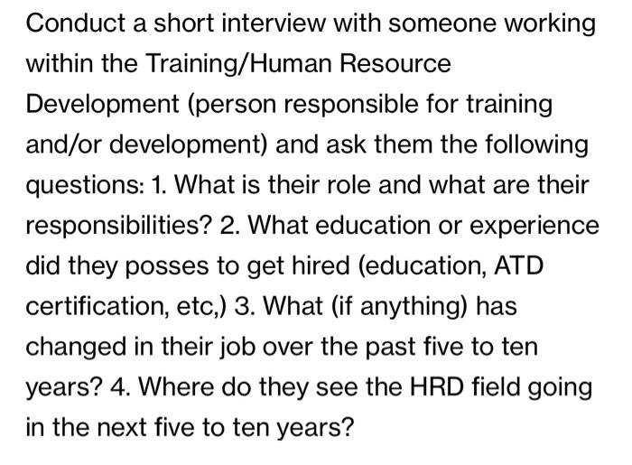 looking for someone who is in a HRD role and can