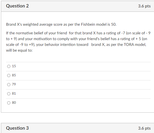 Question 2 3.6 pts Brand X's weighted average