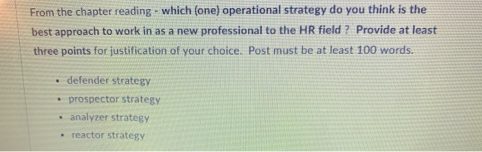 From the chapter reading - which (one)