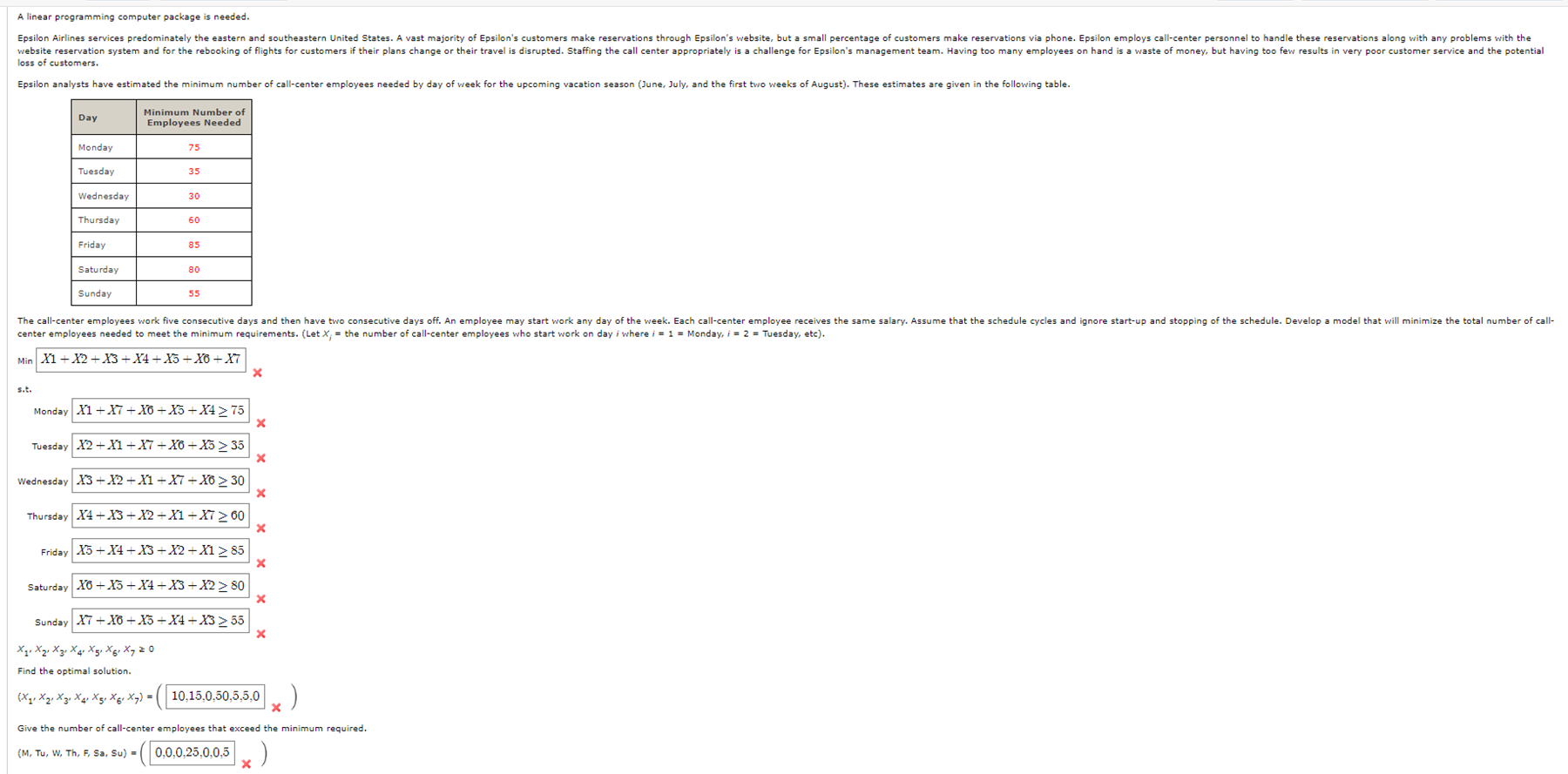 A linear programming computer package is needed.