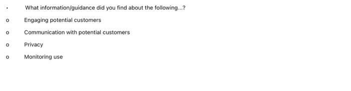 o O What information/guidance did you find about