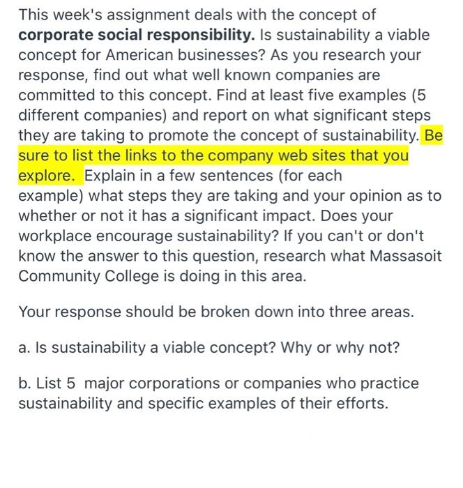 This week's assignment deals with the concept of