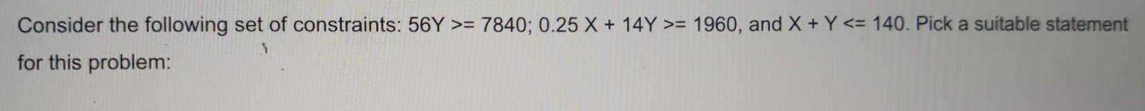 options Consider the following set of