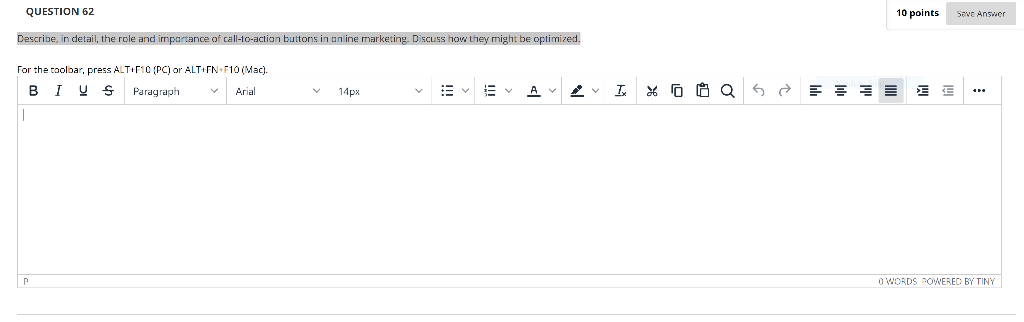 QUESTION 62 10 points Save Answer Describe, in