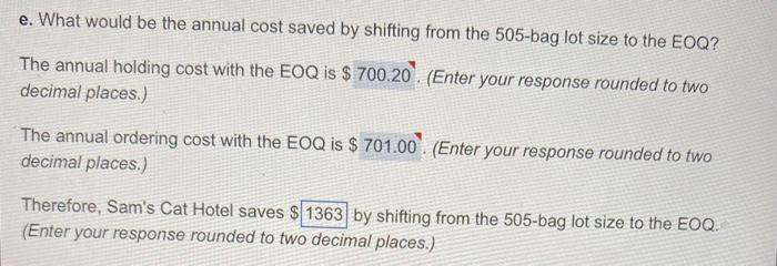 Sam's Cat Hotel operates Please answer all