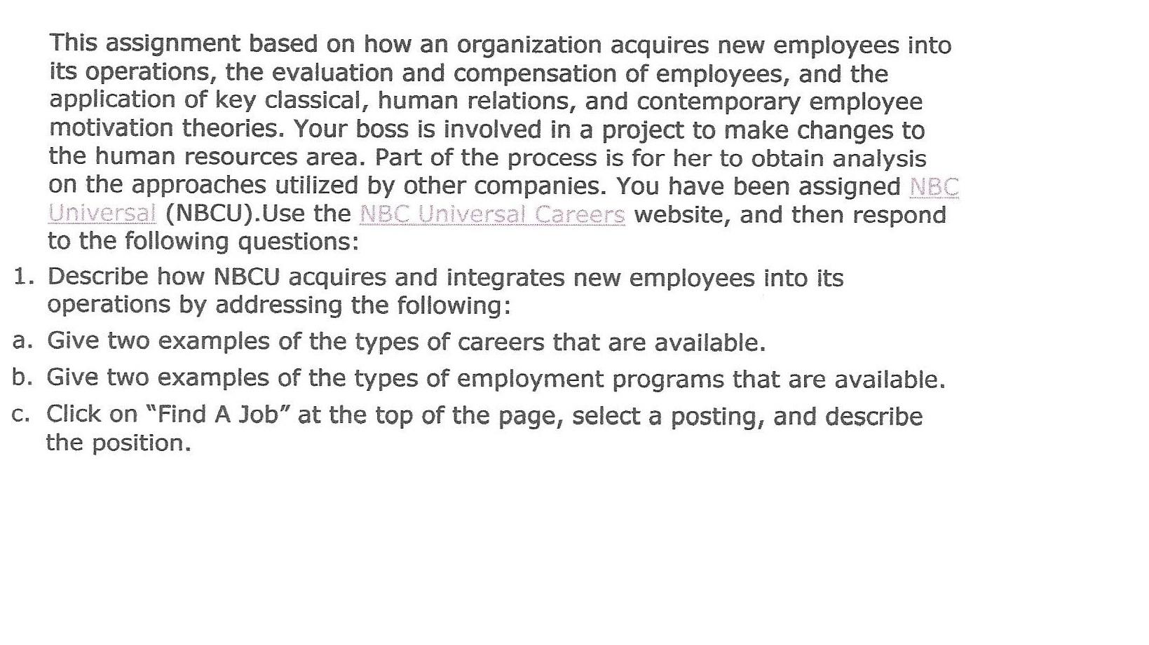 This assignment based on how an organization