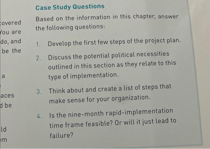 Please answer the 4 Case study questions at the