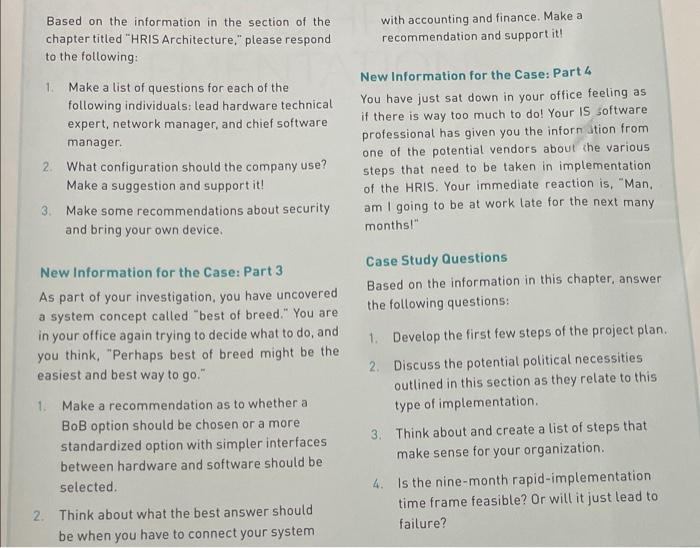 Please answer the 4 Case study questions at the